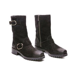 Michael Kors Women Black Leather Moto Biker Boots